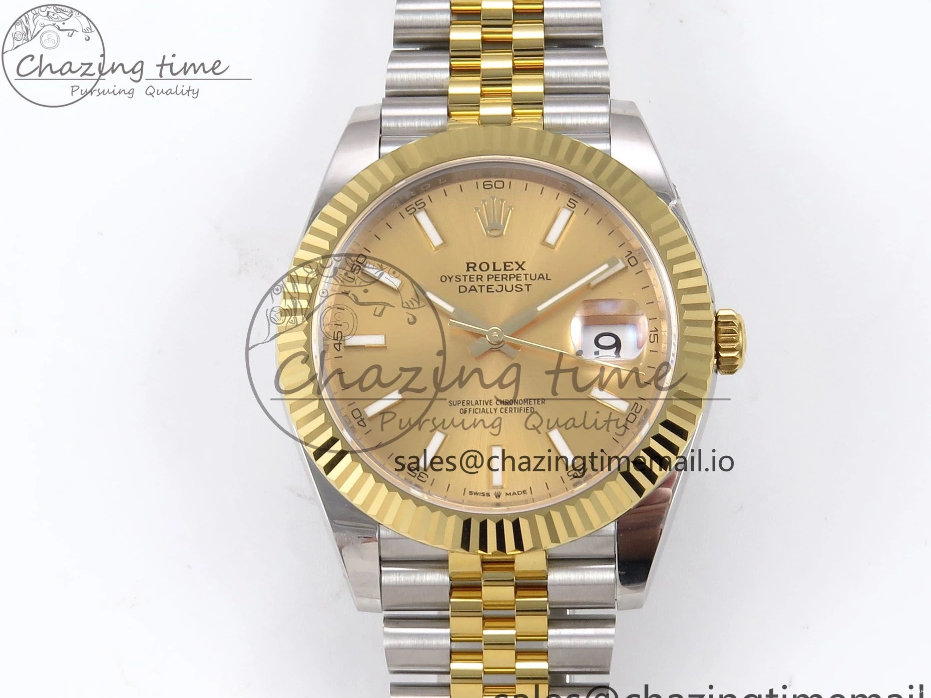 MiroTime 0127 Vibrant DateJust 41 126333 EWEF Best Edition YG Stick Dial on SS YG Jubilee Bracelet A 990